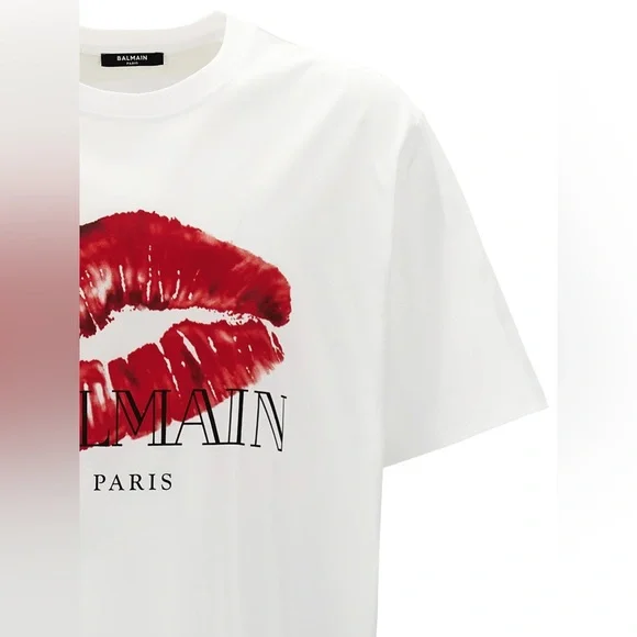 BALMAIN Kiss Printed Logo Relaxed T-Shirt - Picture 4 of 9